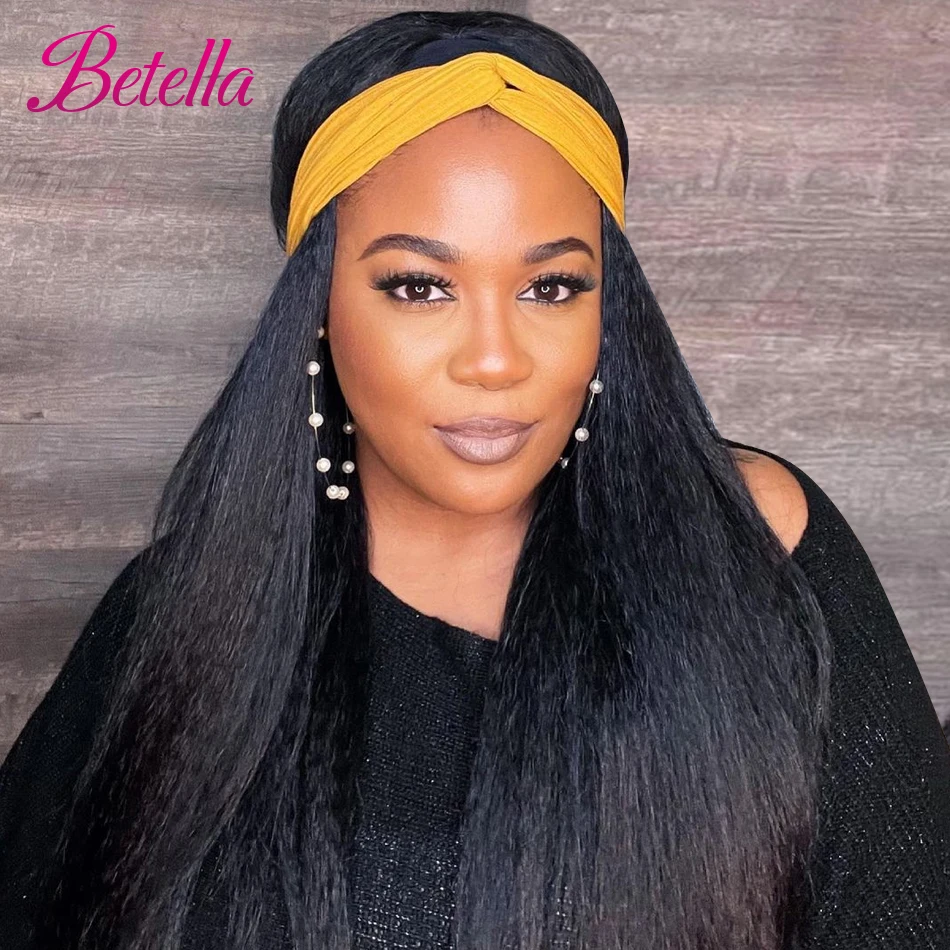 Betella курчавые прямые головные парики для чернокожих женщин 24 дюйма без клея Yaki