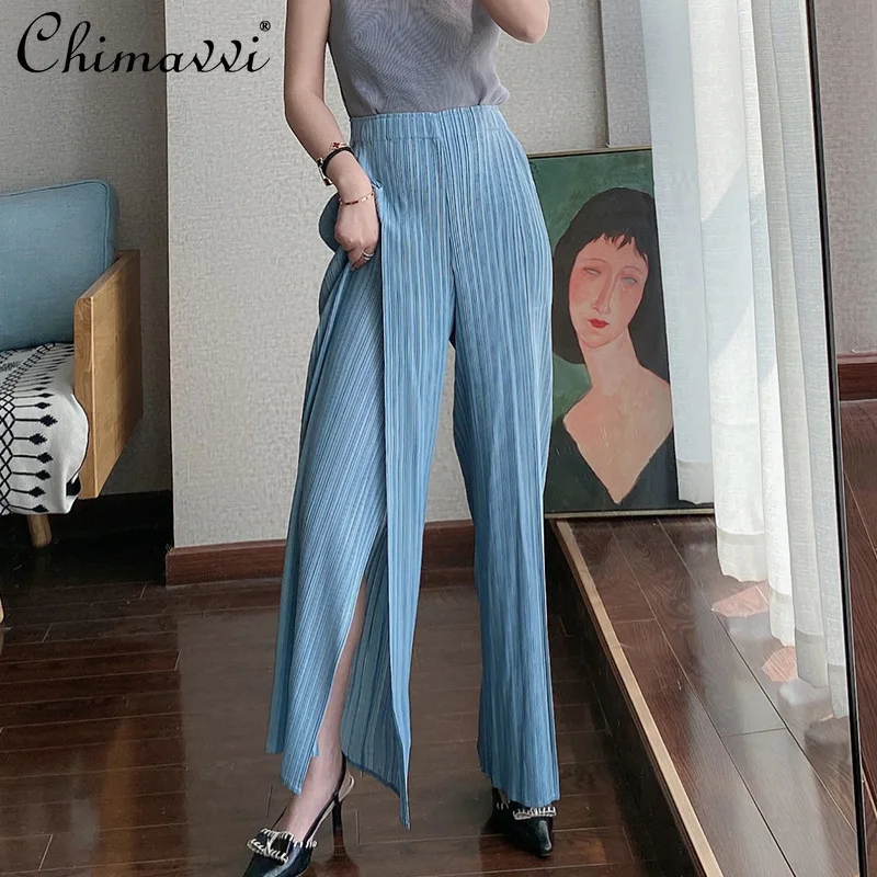 2021 Spring Women Solid Color Slimming High Waist Long Slit Hem Pants Lady Fashion Pleated Loose Casual Trousers
2021 Spring Women Solid Color Slimming High Waist Long Slit Hem Pants Lady Fashion Pleated Loose Casual Trousers