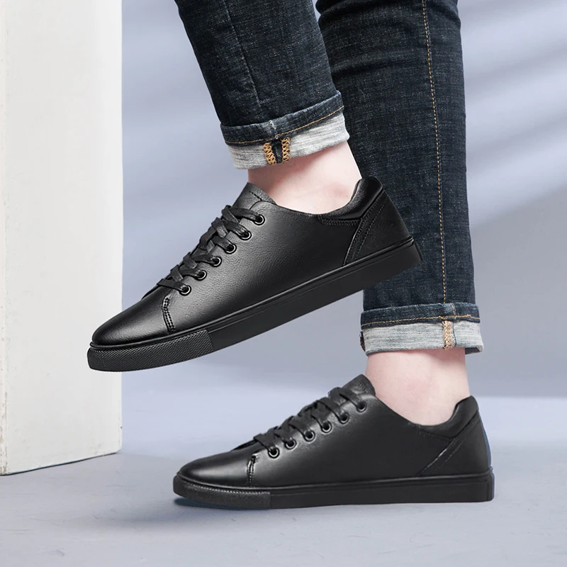 Мужские повседневные кроссовки, универсальная износостойкая обувь на плоской подошве, удобные дышащие Нескользящие, кожаные туфли 
Мужские повседневные кроссовки, универсальная износостойкая обувь на плоской подошве, удобные дышащие Нескользящие, кожаные туфли