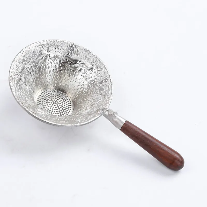 

Pure Tin Tea Drain Handmade Hammer Embossed Anti-oxidation Tea Filter Kung Fu Tea Set Accessories Tea Drain Wholesale