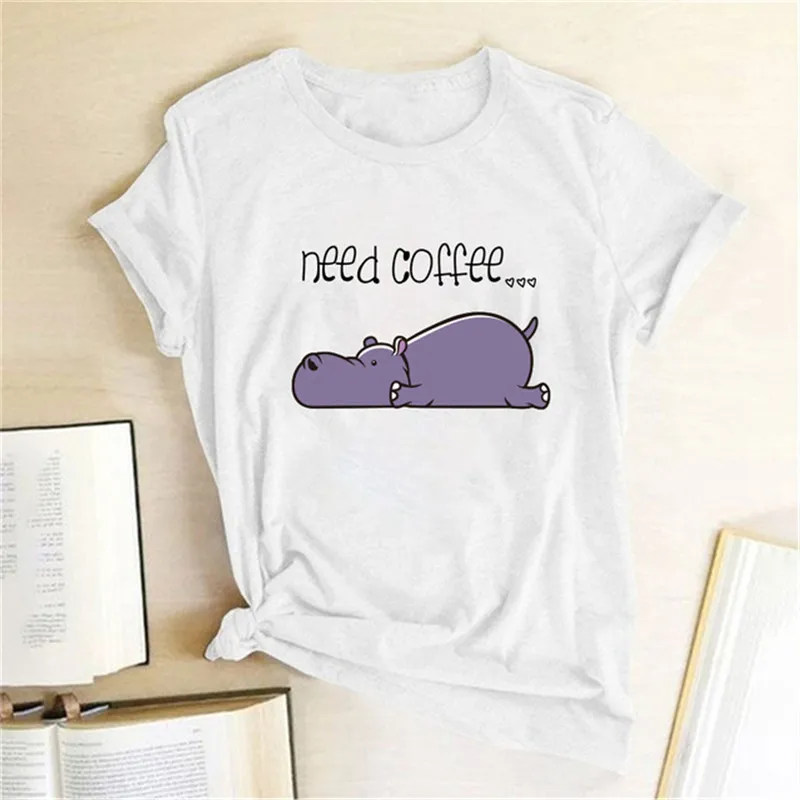 Need Coffee Hippopotamus Print Women T Shirt Summer Cute Female Casual Kawaii Tops Tees Harajuku Camisetas
Need Coffee Hippopotamus Print Women T Shirt Summer Cute Female Casual Kawaii Tops Tees Harajuku Camisetas