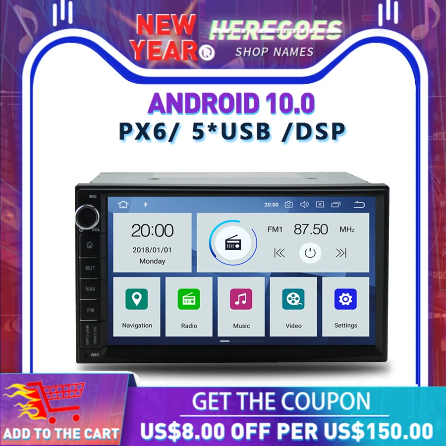Carplay DSP PX6 IPS Android 10 0 4 Гб + 64 радио GPS карта Bluetooth 5 Wifi Автомобильный мультимедийный DVD