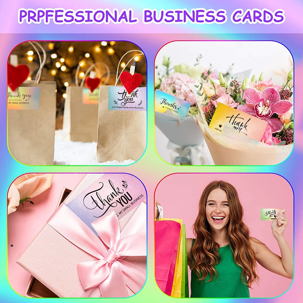 50pcs Thank you business cards Holographic Laser Blank Baby Shower Wedding Shopping 9x5cm Small Business Customer Appreciation
50pcs Thank you business cards Holographic Laser Blank Baby Shower Wedding Shopping 9x5cm Small Business Customer Appreciation
