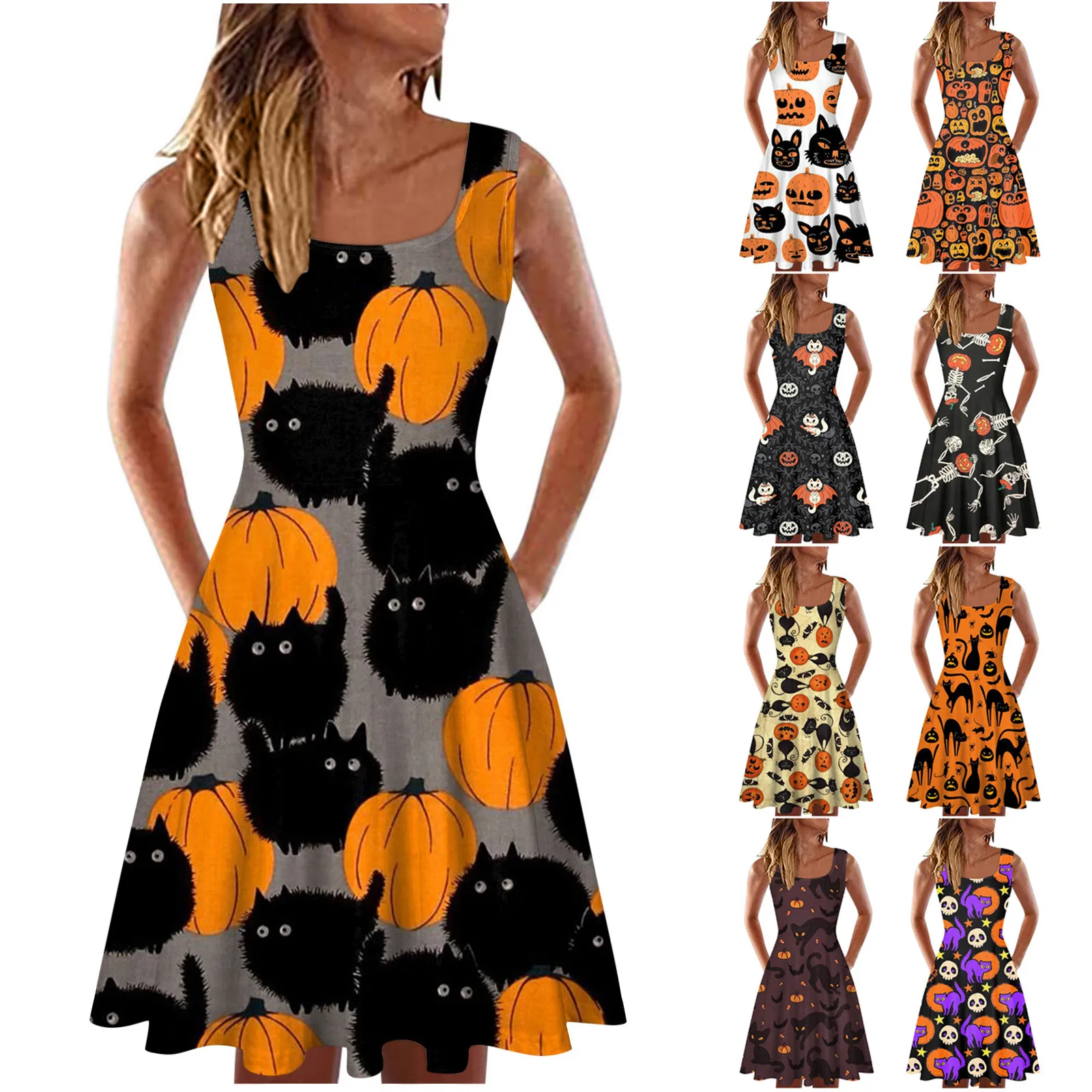 Halloween Women Mini Dress Sleeveless Round Neck Dress Funny Printed Dress Autumn Dress Printed Fluttering Dress 2021 New
Halloween Women Mini Dress Sleeveless Round Neck Dress Funny Printed Dress Autumn Dress Printed Fluttering Dress 2021 New
