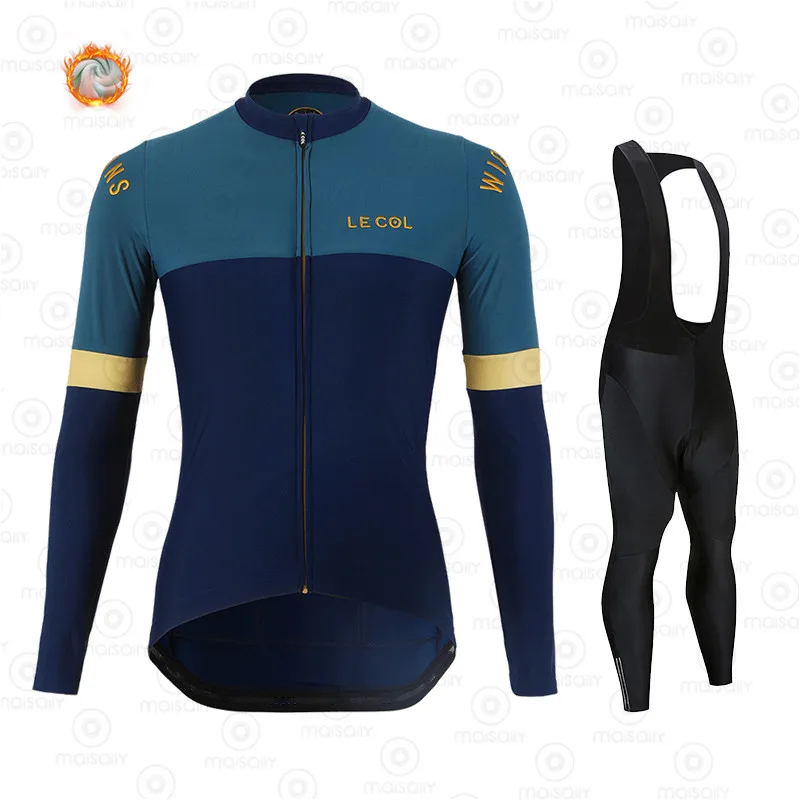 2021 LE COL Winter Fleece Pro Cycling Jersey Set Mountian Bicycle Clothes Wear Ropa Ciclismo Racing Bike Clothing | Спорт и