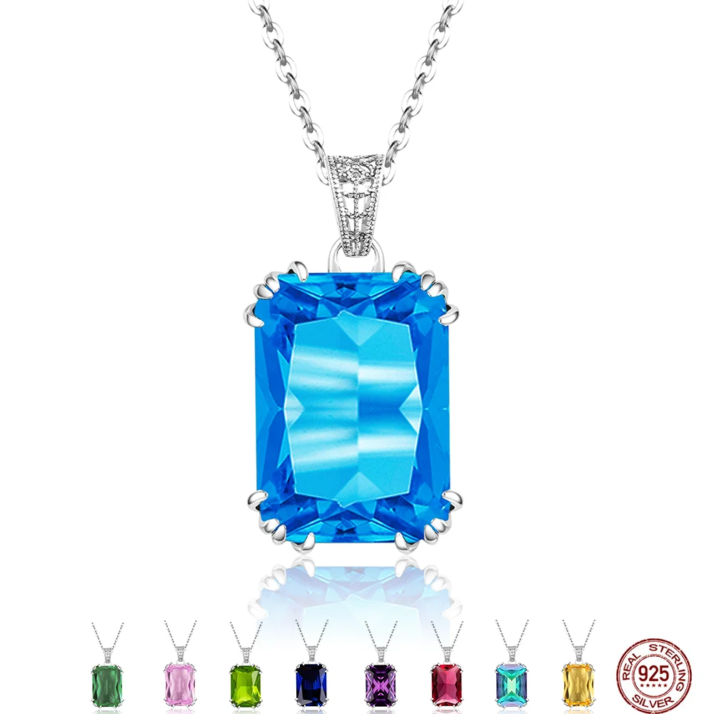 925 Sterling Silver Pendant Necklace For Women Classic Blue Rectangle Topaz Necklaces Advanced Jewelry Accessories Wedding Gift
925 Sterling Silver Pendant Necklace For Women Classic Blue Rectangle Topaz Necklaces Advanced Jewelry Accessories Wedding Gift
