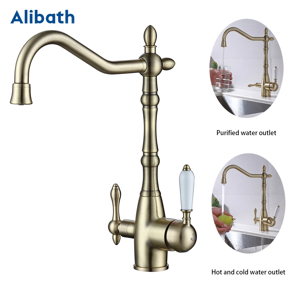 

Filter Kitchen Faucet Drinking Water Chrome Deck Mounted Mixer Tap 360 Rotation Pure Water Filter Kitchen Sinks Taps
