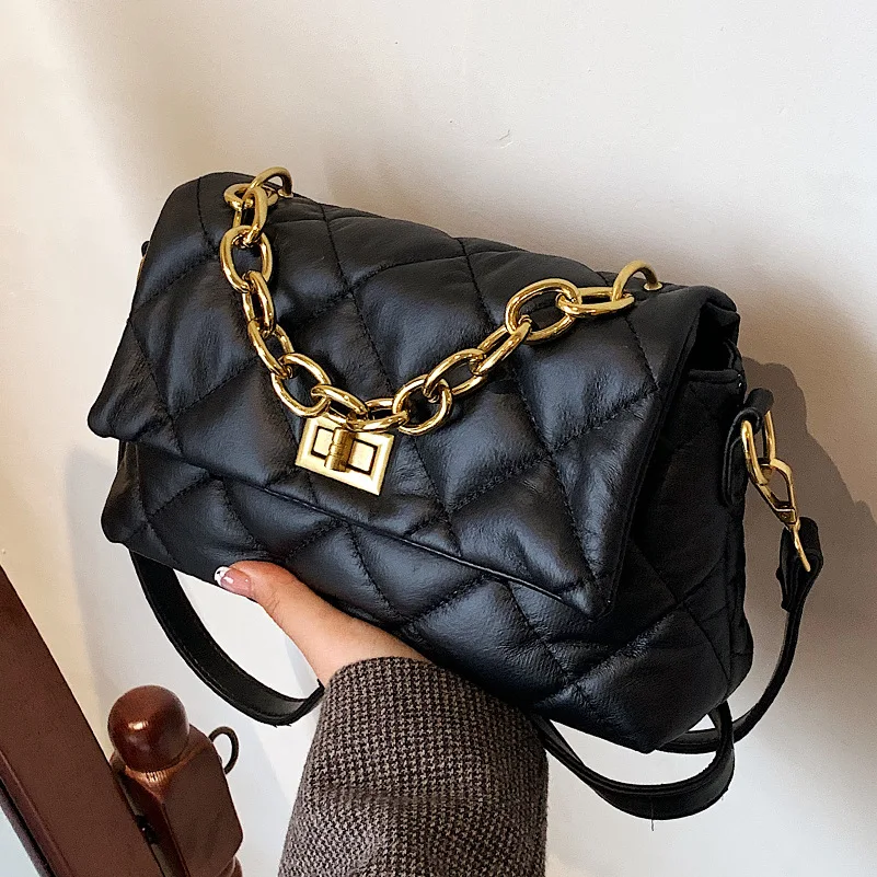 

High-quality Ladies Large-capacity Shoulder Bag 2021New Trendy Fashion Autumn and Winter Rhombus Chain Bag Texture Messenger Bag