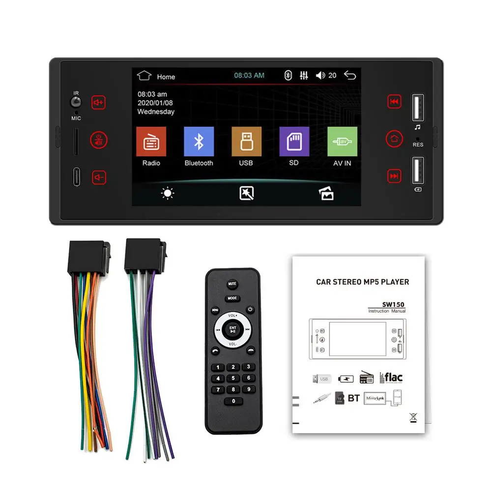 Car MP5 Player Supports Mirror Link/AUX/TF/USB 5 Inch Touchable Screen Multimedia Player AM/FM Radio Stereo Receivers With Rear
Car MP5 Player Supports Mirror Link/AUX/TF/USB 5 Inch Touchable Screen Multimedia Player AM/FM Radio Stereo Receivers With Rear