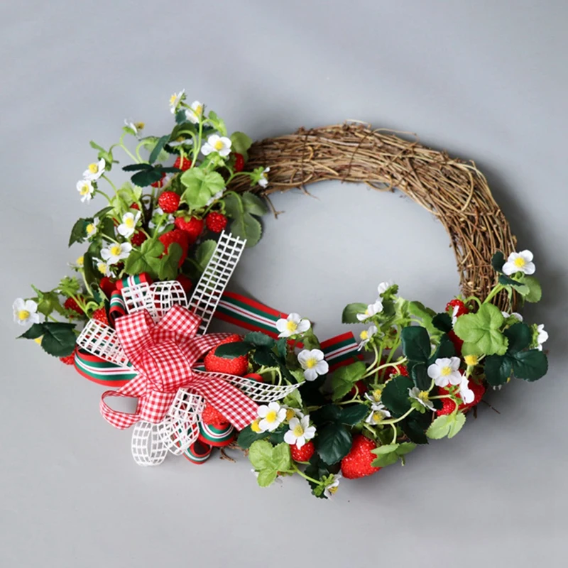 Artificial Strawberry Ribbon Bow Wreath, Christmas Wreath for Front Door Wedding Wall Window Farmhouse Home Decoration 
Artificial Strawberry Ribbon Bow Wreath, Christmas Wreath for Front Door Wedding Wall Window Farmhouse Home Decoration
