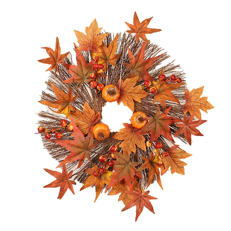 Artificial Fall Wreath, Autumn Wreath With Maple Leaves Pumpkin And Berries, For Front Door Thanksgiving Decoration
Artificial Fall Wreath, Autumn Wreath With Maple Leaves Pumpkin And Berries, For Front Door Thanksgiving Decoration
