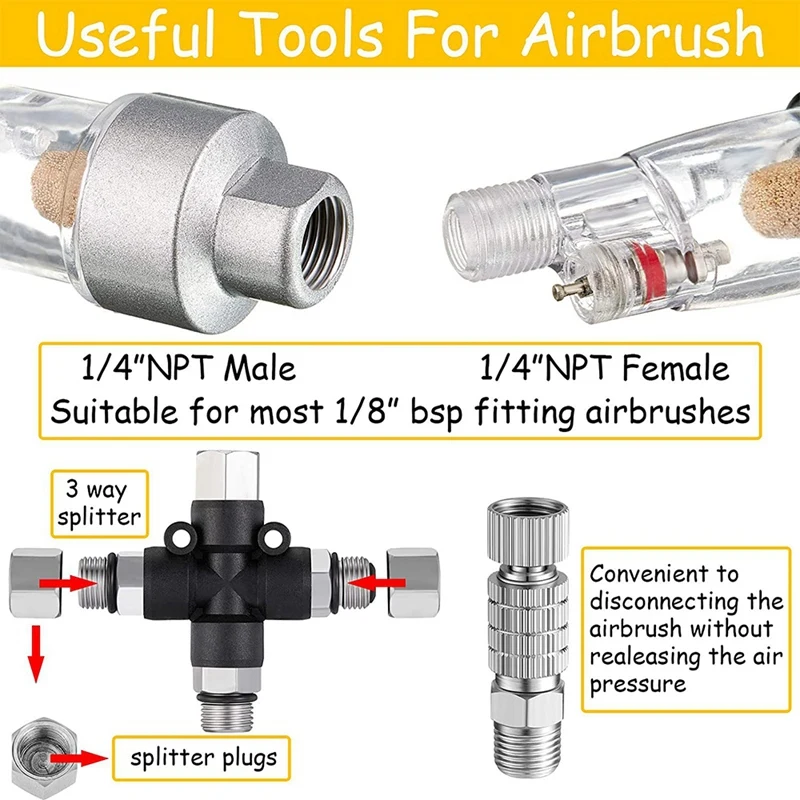 4Pcs Airbrush Adapter Set, 6 Ft Braided Air Hose, 3 Way Airbrush Air Hose Splitter Manifold Airflow Adjustment Coupler
4Pcs Airbrush Adapter Set, 6 Ft Braided Air Hose, 3 Way Airbrush Air Hose Splitter Manifold Airflow Adjustment Coupler