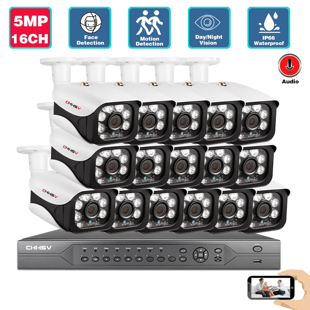 5mp Security Camera NVR System 8CH 4K Outdoor Waterproof Audio IP POE Camera Set 16CH CCTV Video Surveillance System Kit POE 4K
5mp Security Camera NVR System 8CH 4K Outdoor Waterproof Audio IP POE Camera Set 16CH CCTV Video Surveillance System Kit POE 4K