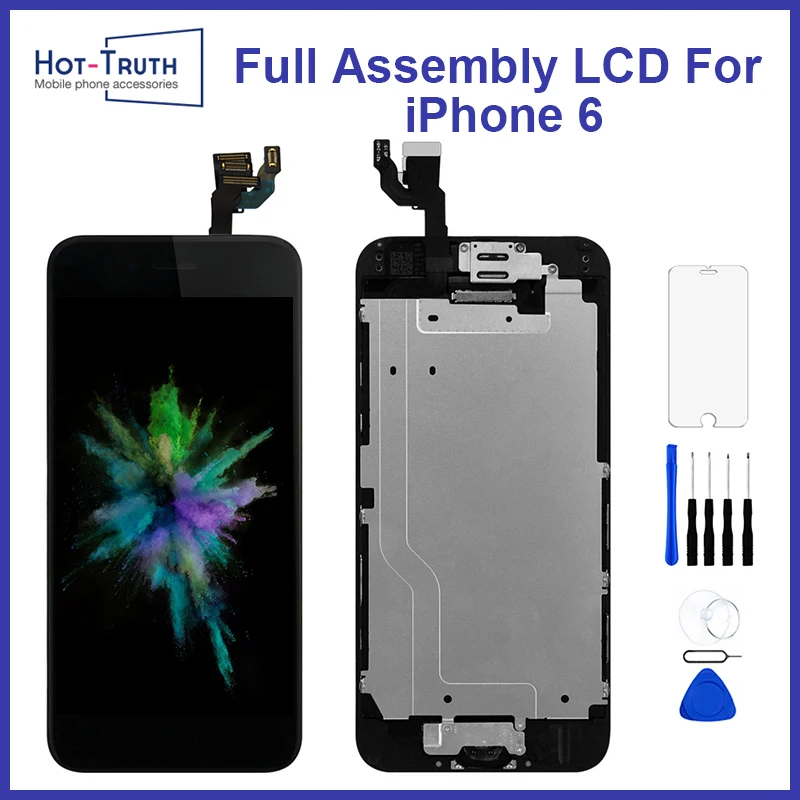 Grade AAA++ Complete LCD Display For iPhone 6 Full Set Touch Screen Digitizer Assembly Replacement + Tempered Glass + Tools
Grade AAA++ Complete LCD Display For iPhone 6 Full Set Touch Screen Digitizer Assembly Replacement + Tempered Glass + Tools