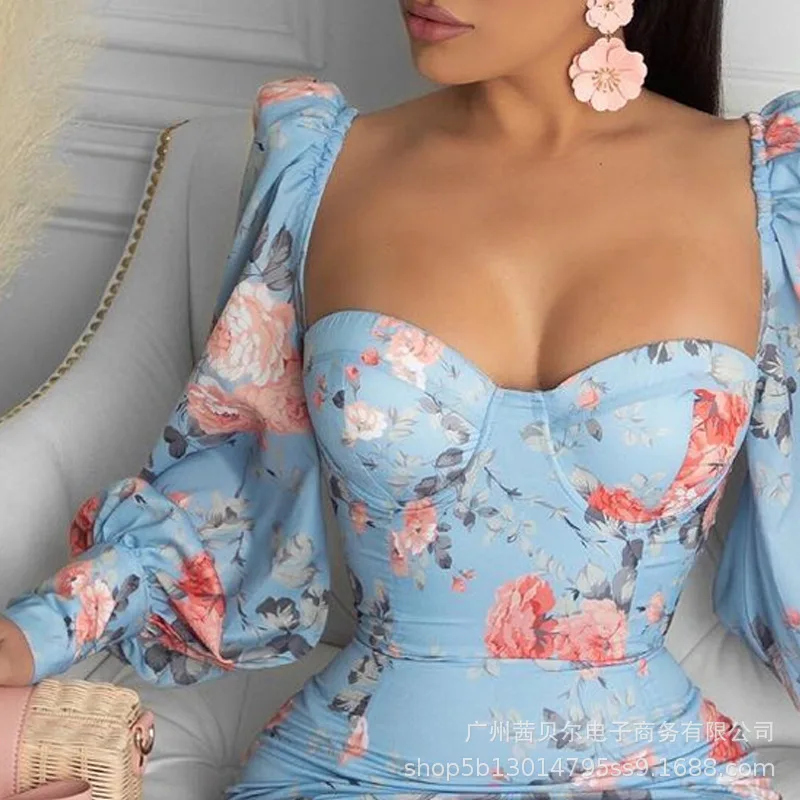 Mandylandy Lady Sexy Long Puff Sleeve Square Collar Corset Slim Fit Pencil Dress Women Elegant Floral Print Bodycon Dress
Mandylandy Lady Sexy Long Puff Sleeve Square Collar Corset Slim Fit Pencil Dress Women Elegant Floral Print Bodycon Dress
