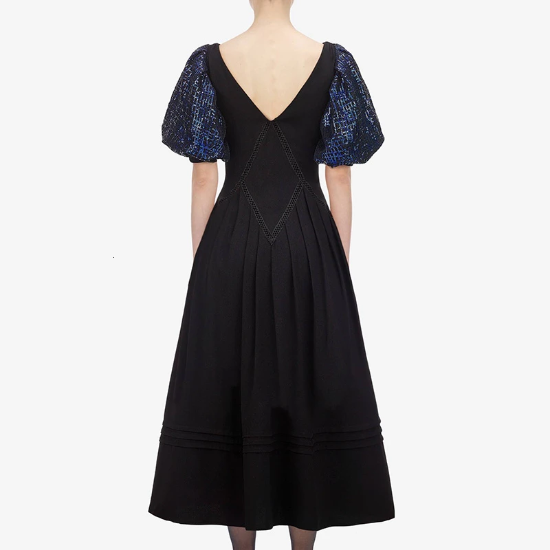 GALCAUR Party Dress For Women V Neck Puff Half Sleeve High Waist Backless Patchwork A Line Mid Dresses Female 2020 Summer Style 
GALCAUR Party Dress For Women V Neck Puff Half Sleeve High Waist Backless Patchwork A Line Mid Dresses Female 2020 Summer Style