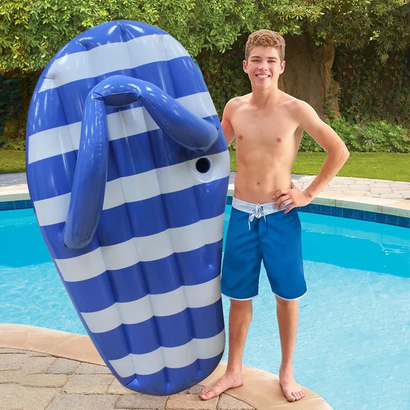 

Swimming Inflatable Giant Flop 180CM Slice Adult Water Slipper On Float Toy Boia Slippers for Flip Stripe Ring Piscina Pool Ride
