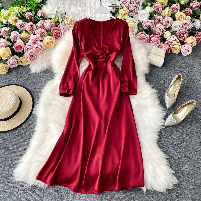 Vintage Yellow/Red/Black Party Dress Women Elegant Criss-Cross High Waist Long Sleeve V-Neck Midi Vestidos Female Spring Autumn
Vintage Yellow/Red/Black Party Dress Women Elegant Criss-Cross High Waist Long Sleeve V-Neck Midi Vestidos Female Spring Autumn