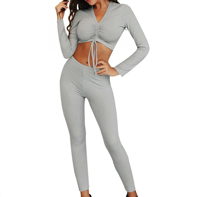 NORMOV Autumn Women 2 Piece Suit Set Solid Color V-Neck Long Sleeve Trousers Set Casual Outdoor Slim Sexy Female Sweatsuit
NORMOV Autumn Women 2 Piece Suit Set Solid Color V-Neck Long Sleeve Trousers Set Casual Outdoor Slim Sexy Female Sweatsuit