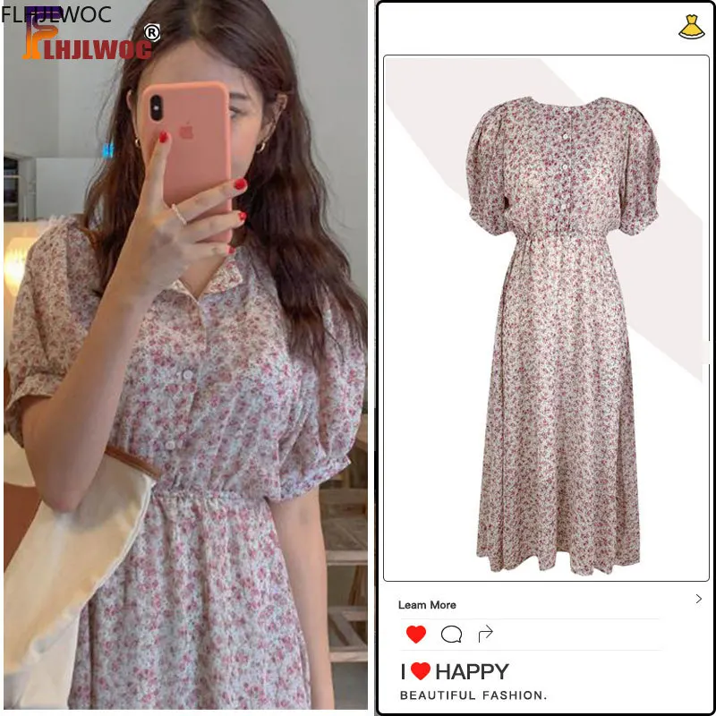 Floral Print Chiffon Long Dress Summer Slim Waist A Line Japan Korea Chic Fashion Women Vintage Dress Cute Vestidos
Floral Print Chiffon Long Dress Summer Slim Waist A Line Japan Korea Chic Fashion Women Vintage Dress Cute Vestidos