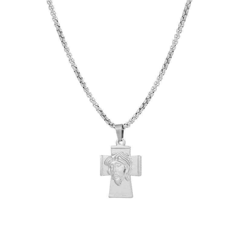 

Vintage Christian Jesus on the cross Pendant Necklace For Women Men 2020 Trend Gothic Hip Hop Stainless Steel Jewelery Gift