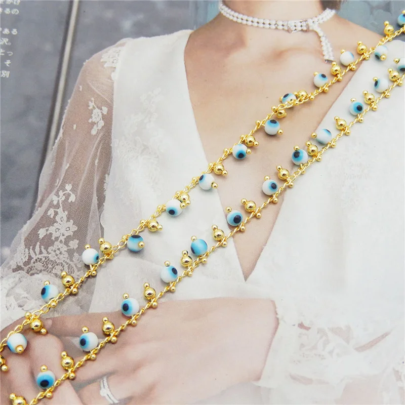 1 Meter Acrylic Blue Evil Eye Bead Chain Copper Link Chain Necklace Handmade Accessories for Jewelry Making Components Crafts 
1 Meter Acrylic Blue Evil Eye Bead Chain Copper Link Chain Necklace Handmade Accessories for Jewelry Making Components Crafts