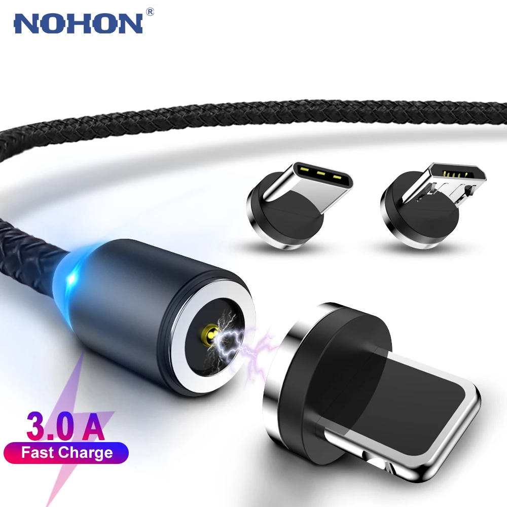 Светодиодный магнитный кабель для iPhone iPad Samsung Huawei Xiaomi мобильный телефон USB C