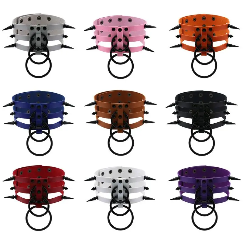 Women Harajuku Choker Spiked Rivets O-Rings 3 Row Faux Leather Collar Necklace Q6PB
Women Harajuku Choker Spiked Rivets O-Rings 3 Row Faux Leather Collar Necklace Q6PB
