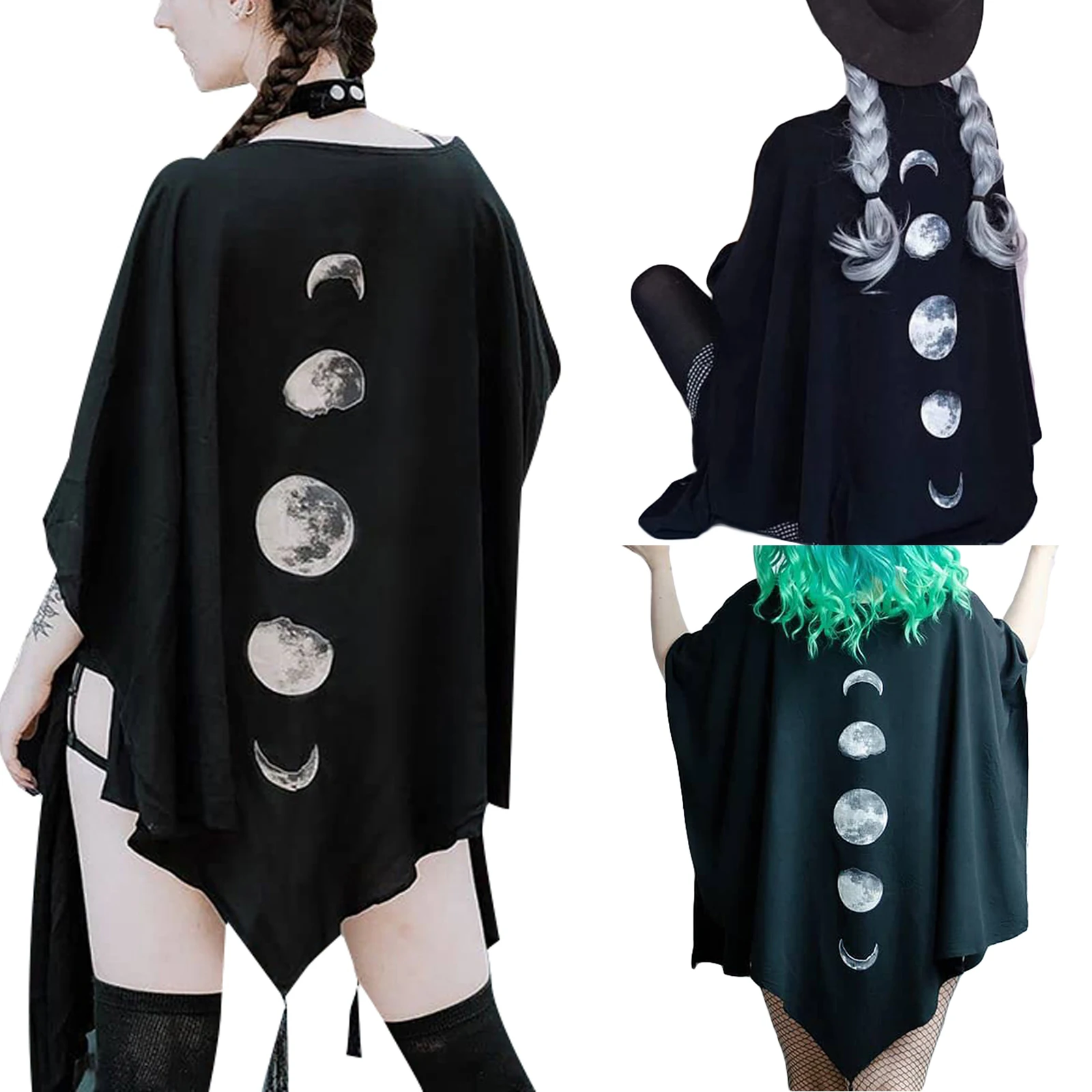 Women Cosplay Cape, Girls Moon Print V-Neck Half Sleeve Mantle Cloak with Tassels for Halloween Party, Role-Play, Black
Women Cosplay Cape, Girls Moon Print V-Neck Half Sleeve Mantle Cloak with Tassels for Halloween Party, Role-Play, Black