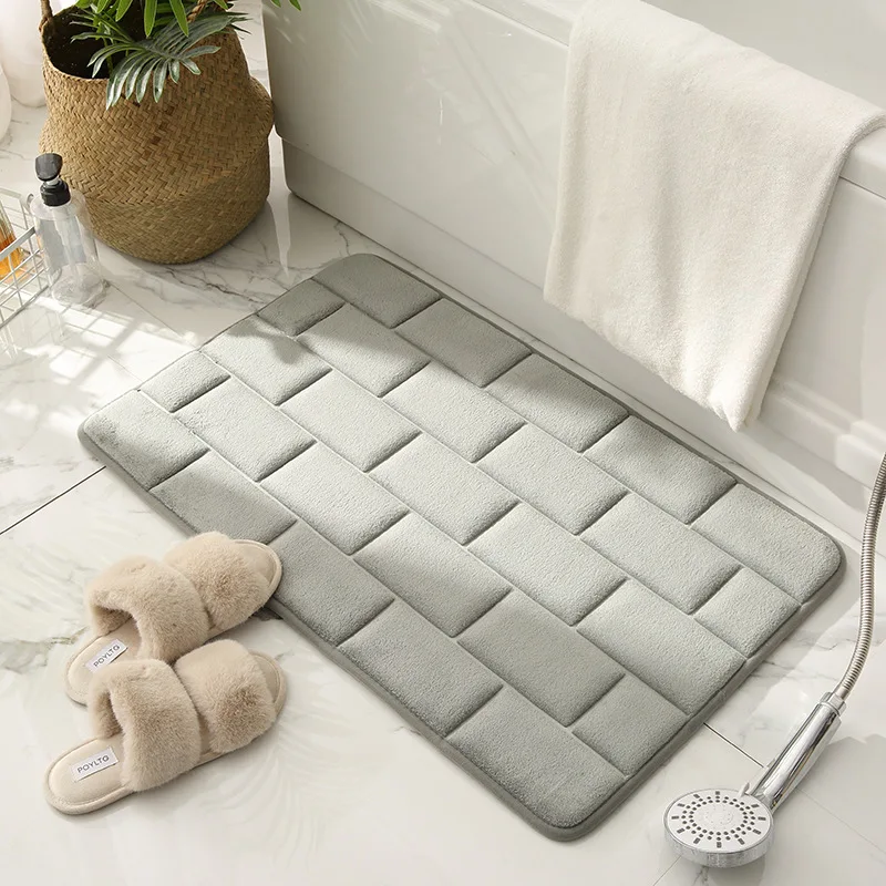 

Memory Foam Brick Pattern Bath Mat Absorbent and Quick-drying Bathroom Rug Super Soft Slow Rebound Foot Mat Shower Room Doormat