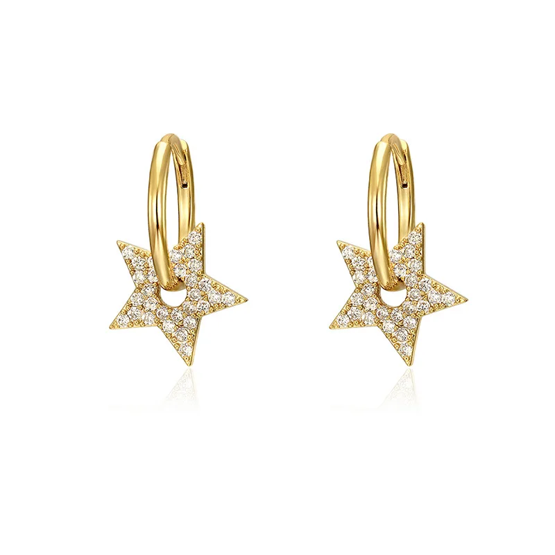 2021 Korean women's Earrings simple and versatile hoop shaped diamond five pointed star Earrings women's jewelry earrings 
2021 Korean women's Earrings simple and versatile hoop shaped diamond five pointed star Earrings women's jewelry earrings