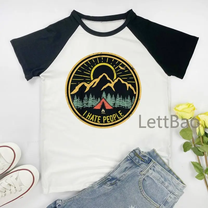 Женский топ с принтом I Hate People, футболка в стиле Харадзюку с коротким рукавом, Корейская хипстерская футболка большого размера, лето 2021 
Женский топ с принтом I Hate People, футболка в стиле Харадзюку с коротким рукавом, Корейская хипстерская футболка большого размера, лето 2021