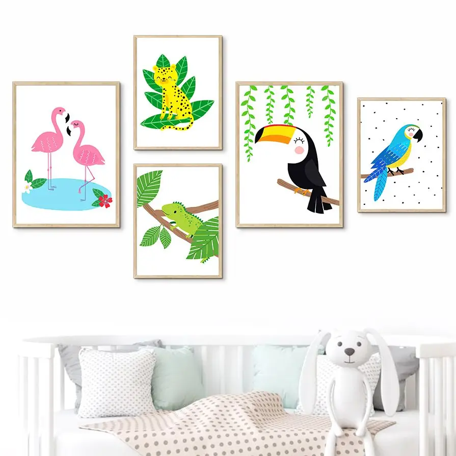 Toucan Flamingo Leaf Jungle Animals Nursery Wall Art Canvas Painting Nordic Posters And Prints Wall Pictures For Kids Room Decor
Toucan Flamingo Leaf Jungle Animals Nursery Wall Art Canvas Painting Nordic Posters And Prints Wall Pictures For Kids Room Decor