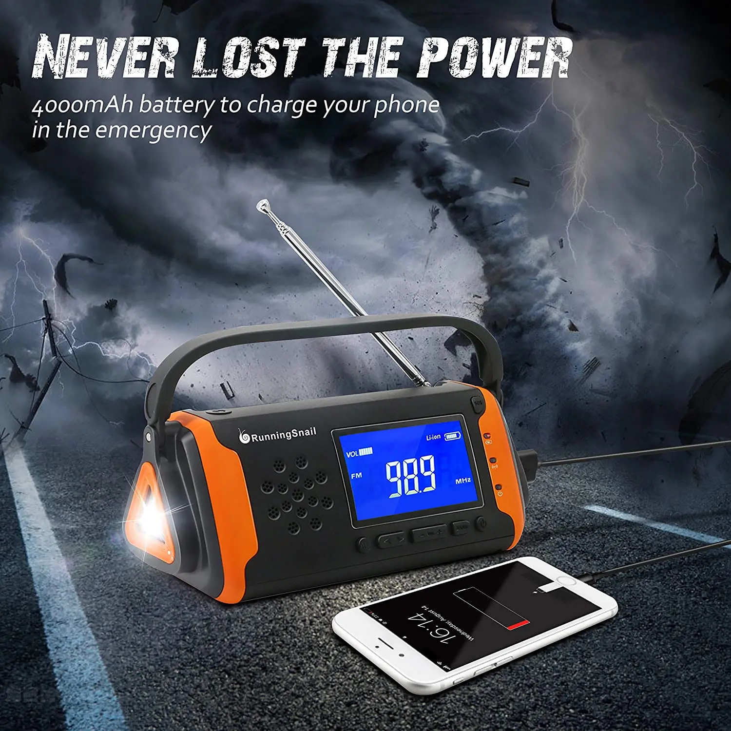 Portable Radio Emergency NOAA Weather Crank Solar Powered 4000mAh Battery Power Bright Flashlight AUX Speaker Outdoor Survival
Portable Radio Emergency NOAA Weather Crank Solar Powered 4000mAh Battery Power Bright Flashlight AUX Speaker Outdoor Survival