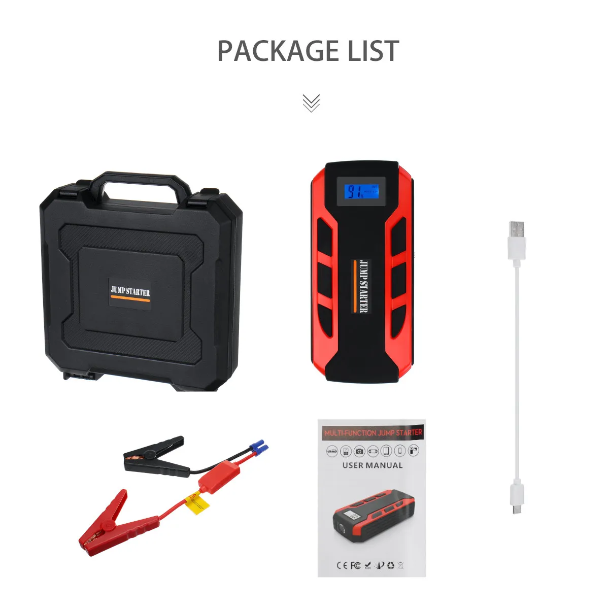 99900mAh Car Jump Starter Car Buster 12V Vehicle Emergency Battery Auto Booster Battery Starter Power Bank Powerful LED Light
99900mAh Car Jump Starter Car Buster 12V Vehicle Emergency Battery Auto Booster Battery Starter Power Bank Powerful LED Light