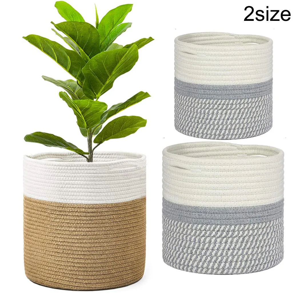 Hand-woven Storage Basket Cotton Rope Woven Storage Flower Pot Plant Straw Basket Clothes Toy Organizer Flower Pot Home Storage
Hand-woven Storage Basket Cotton Rope Woven Storage Flower Pot Plant Straw Basket Clothes Toy Organizer Flower Pot Home Storage