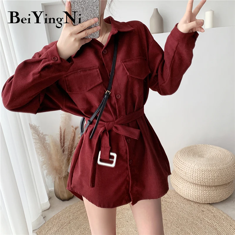 Beiyingni Women Shirt Dress Solid Color 2020 Spring Autumn Korean Belt Long Shirts Female Corduroy Vintage Fashion Blouses Tops
Beiyingni Women Shirt Dress Solid Color 2020 Spring Autumn Korean Belt Long Shirts Female Corduroy Vintage Fashion Blouses Tops