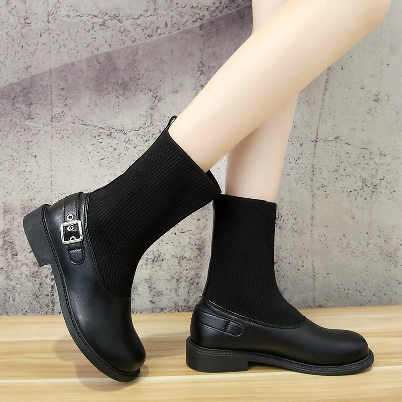 HKXN Round Head Knitted Stitching Fashion Boots Women's Autumn Winter 2021 New Style Korean Version Belt Buckle Short Boots T
HKXN Round Head Knitted Stitching Fashion Boots Women's Autumn Winter 2021 New Style Korean Version Belt Buckle Short Boots T
