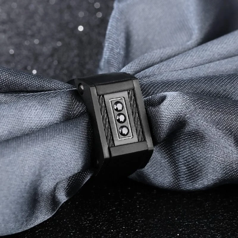Новое модное черное богемное кольцо с инкрустацией из углеродного кристалла