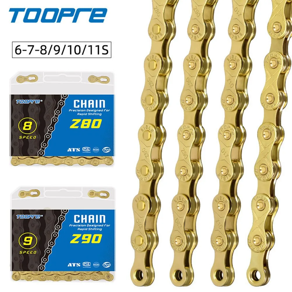 MTB Road Bike Chain 6/7/8/9/10/11 Speed Titanium Plated Gold Bicycle Chains Part 116 Links Gold Universal Cycling Accessories
MTB Road Bike Chain 6/7/8/9/10/11 Speed Titanium Plated Gold Bicycle Chains Part 116 Links Gold Universal Cycling Accessories
