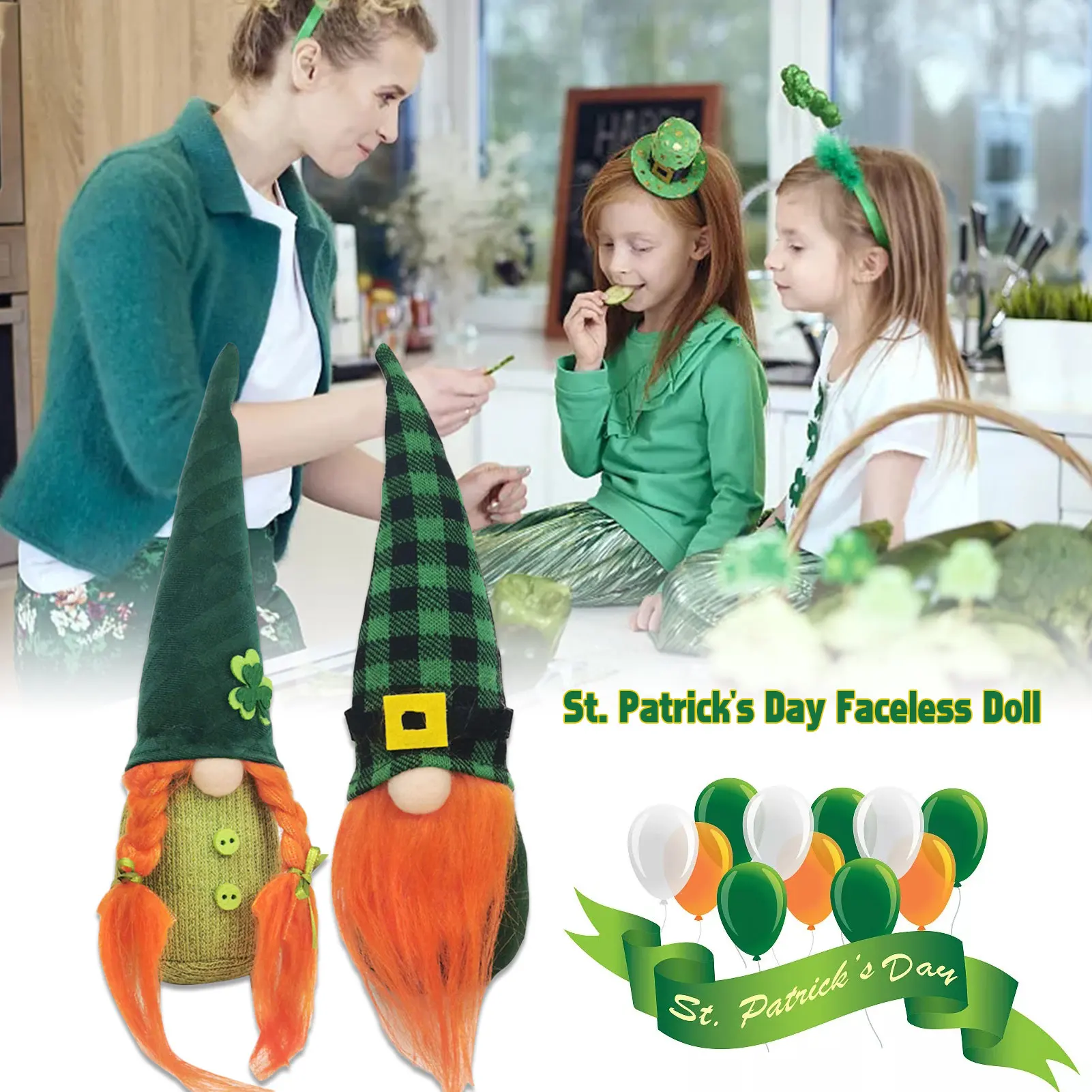 2021 New St. Patrick's Day Fabric Party Decoration Green Spring Faceless Doll Irish Day Green Clover Gnome Ornament 
2021 New St. Patrick's Day Fabric Party Decoration Green Spring Faceless Doll Irish Day Green Clover Gnome Ornament
