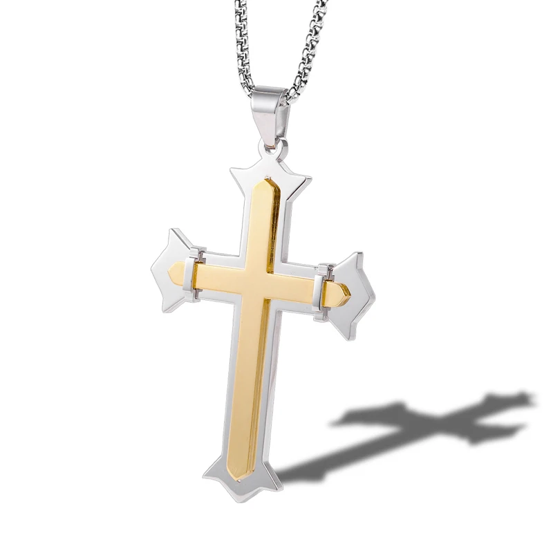 Fashion Simple Cross Pendant Necklace Silver Gold Double Color Stainless Steel Cross Pendant Chain For Men & Women Necklaces
Fashion Simple Cross Pendant Necklace Silver Gold Double Color Stainless Steel Cross Pendant Chain For Men & Women Necklaces