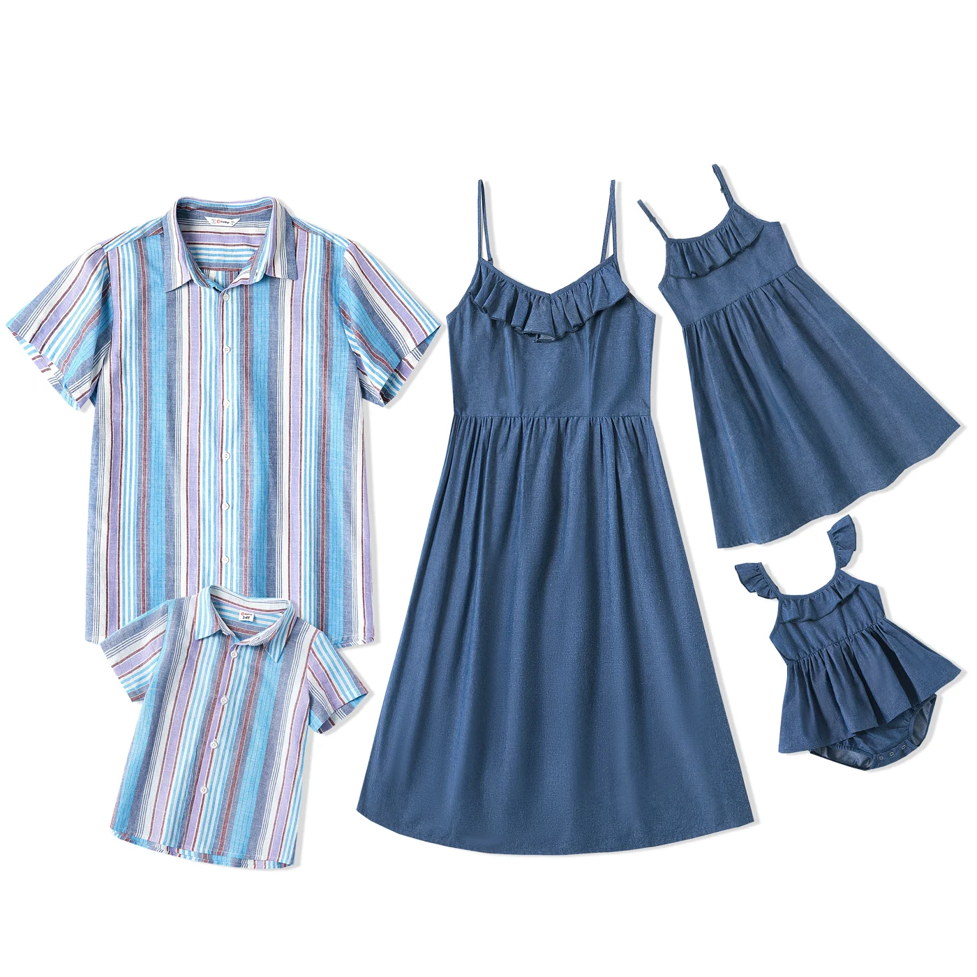 PatPat 2021 новые летние мозаичные Семейные одинаковые Хлопковые наборы (декор с оборками королевский синий платья-топы в полоску-комбинезоны)
PatPat 2021 новые летние мозаичные Семейные одинаковые Хлопковые наборы (декор с оборками королевский синий платья-топы в полоску-комбинезоны)