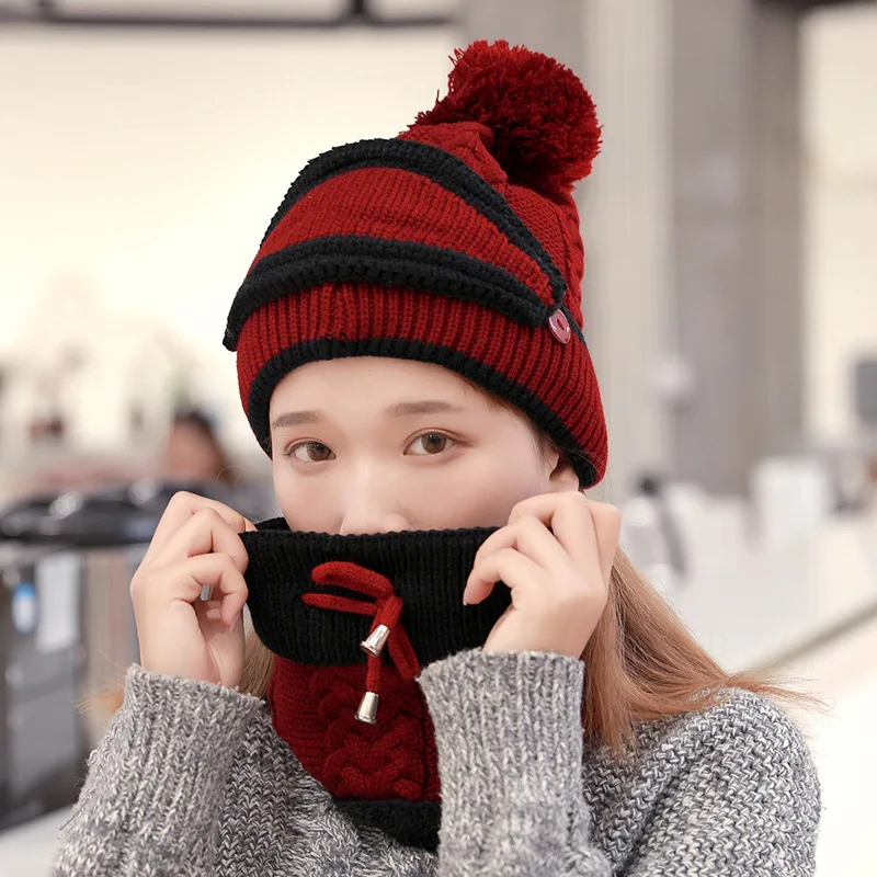 2020 New Cap 3Pcs Winter Thicken Warm Knitted Pompom Beanie Hat Mask Neck Scarf Set Xmas Gifts Winter Hats Set for Women
2020 New Cap 3Pcs Winter Thicken Warm Knitted Pompom Beanie Hat Mask Neck Scarf Set Xmas Gifts Winter Hats Set for Women