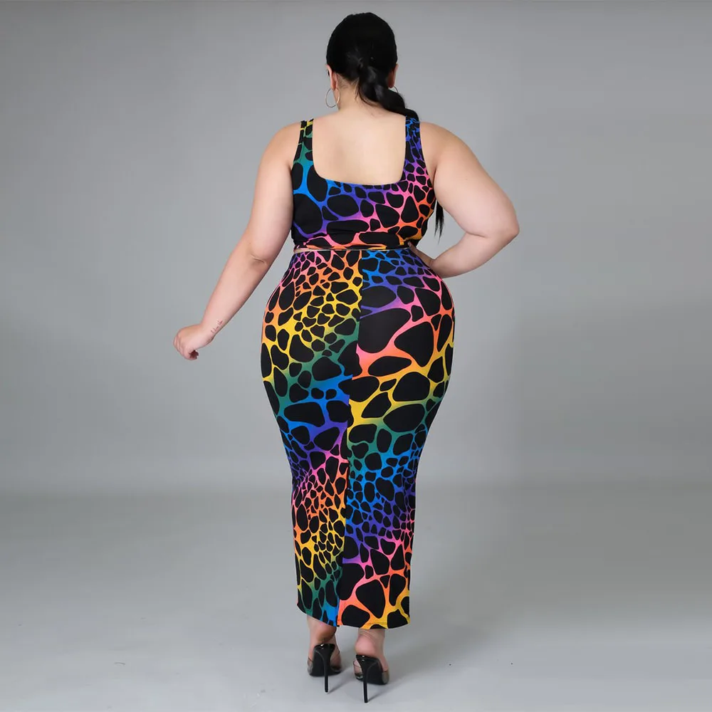 XL-5XL Plus Size Gradient Leopard Two Piece Sets for Women Sleeveless Tank Crop Top and Back Split Bandage Skirts Birthday Club
XL-5XL Plus Size Gradient Leopard Two Piece Sets for Women Sleeveless Tank Crop Top and Back Split Bandage Skirts Birthday Club
