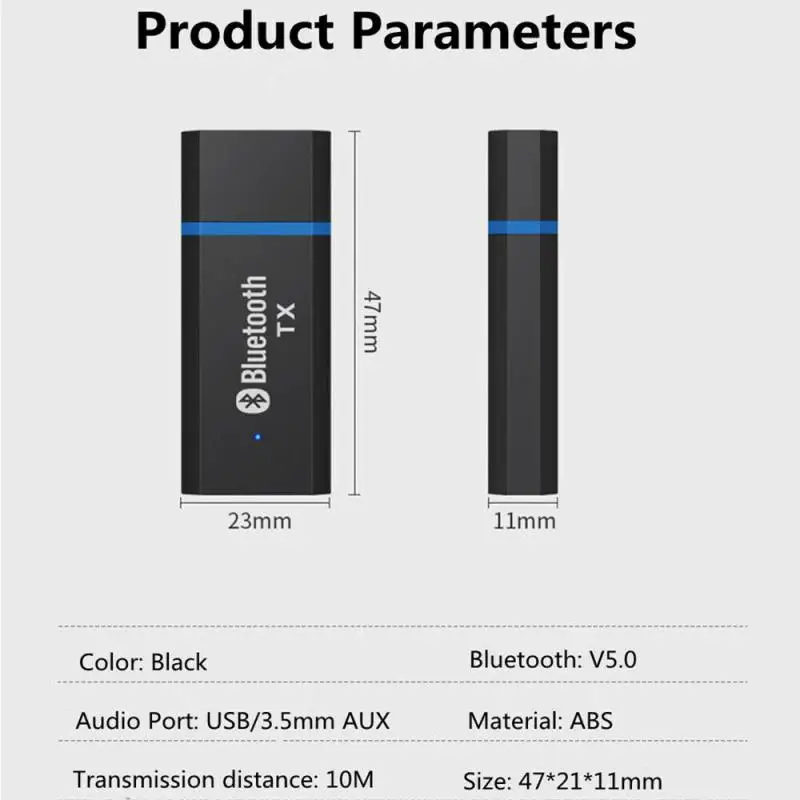 Bluetooth 5.0 Audio Receiver Transmitter USB Mini 3.5mm Jack AUX Stereo Wireless Adapter For TV Car PC Headphones
Bluetooth 5.0 Audio Receiver Transmitter USB Mini 3.5mm Jack AUX Stereo Wireless Adapter For TV Car PC Headphones