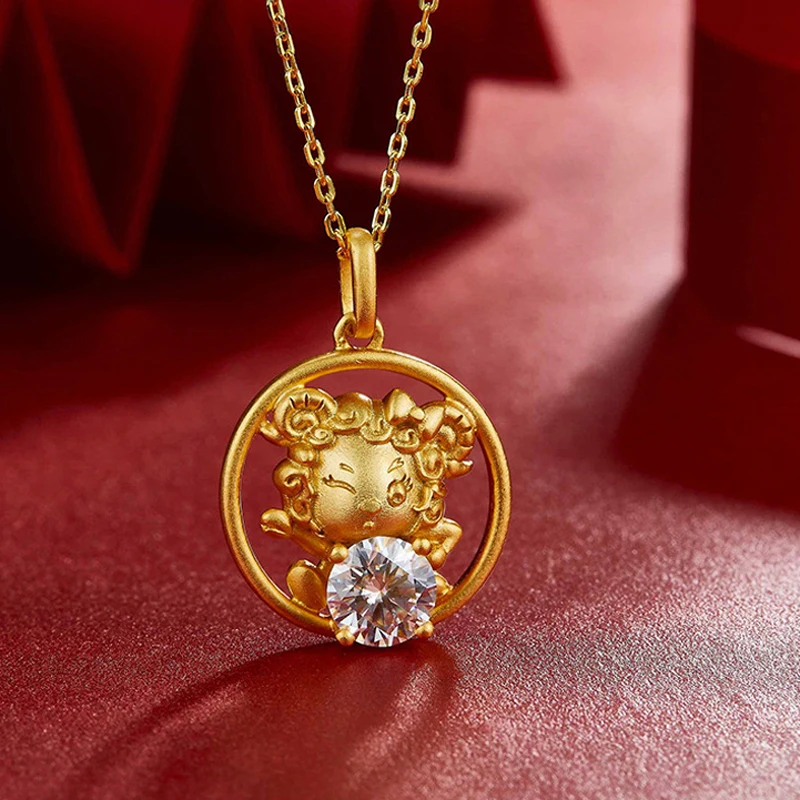 China Style 100% 925 Sterling Silver Gold lamb Real 1 Carat D Color Moissanite Lucky Pendant Necklace For Women Fine Jewelry
China Style 100% 925 Sterling Silver Gold lamb Real 1 Carat D Color Moissanite Lucky Pendant Necklace For Women Fine Jewelry