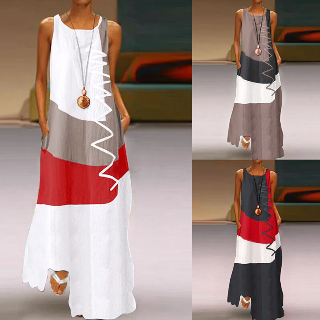 Women's Large Size Sleeveless Solid Color Stitching O-neck Printed Dress Fashion Sling Strapless Loose Ankle Straight Skirt
Women's Large Size Sleeveless Solid Color Stitching O-neck Printed Dress Fashion Sling Strapless Loose Ankle Straight Skirt