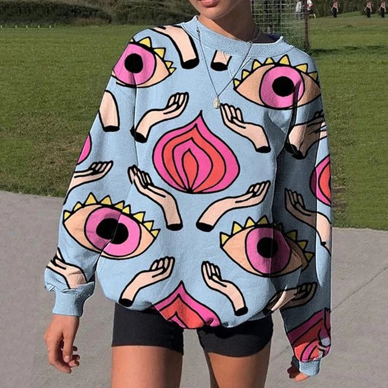 Women Casual O Neck Loose Printing Hoodies Oversized Female Autumn Long Sleeve Pullover Tops Streetwear Plus Size 3XL Sweatshirt
Women Casual O Neck Loose Printing Hoodies Oversized Female Autumn Long Sleeve Pullover Tops Streetwear Plus Size 3XL Sweatshirt