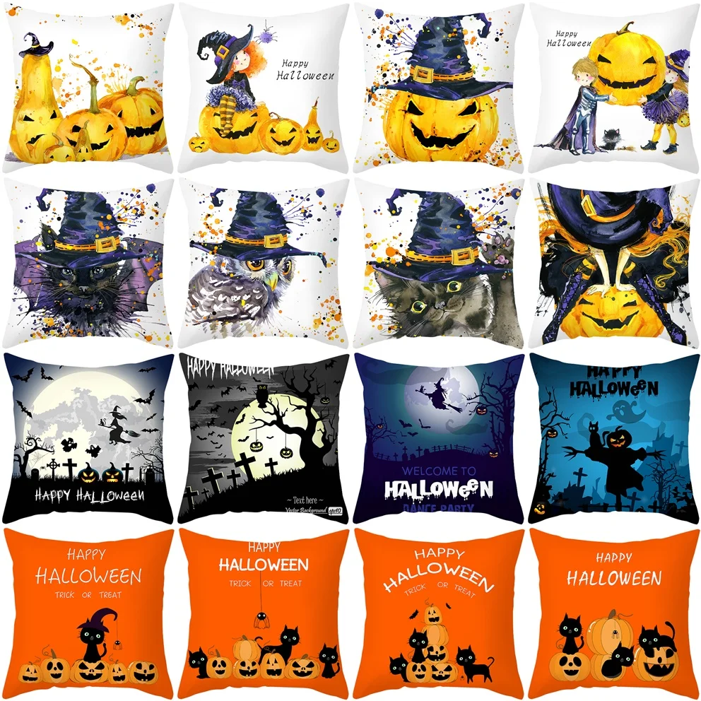 Scary Halloween Cushion Cover Watercolor Black Cat Throw Pillow Cover Home Decoration Witch Yellow Pumpkin Pillow Case For Sofa
Scary Halloween Cushion Cover Watercolor Black Cat Throw Pillow Cover Home Decoration Witch Yellow Pumpkin Pillow Case For Sofa